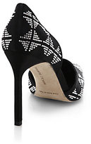 Thumbnail for your product : Manolo Blahnik Embellished Satin D'Orsay Pumps