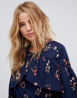 Influence Frill Keyhole Front Floral Dress