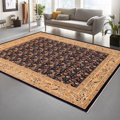 Isabelline Kimiko Oriental Handmade Hand-Knotted Rectangle 9'0'' x 12'0'' Wool in Blue