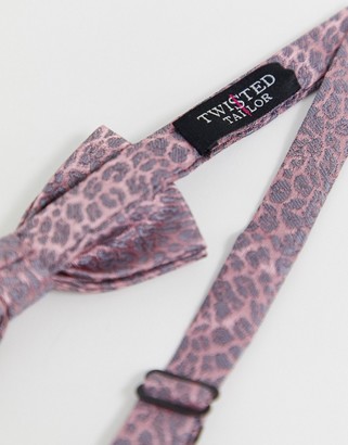 Twisted Tailor bow tie in pink leopard print