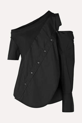 Monse Cold-shoulder Cotton-blend Jersey And Poplin Top - Black