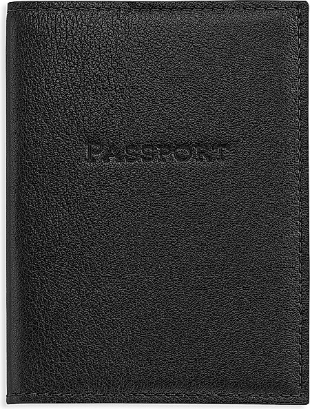 Graphic Image Traditional Leather Passport Holder - Black