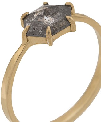 Niza Huang 18kt Gold Hexagon And Rose Cut Grey Pear Diamond Ring