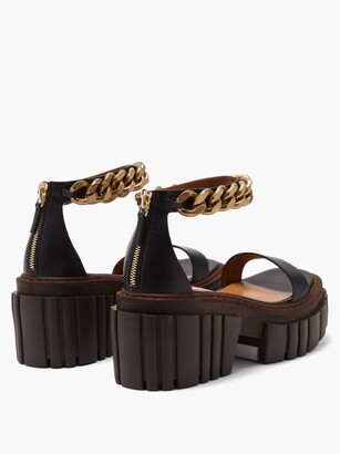 Stella McCartney Emilie Chain-strap Faux-leather Platform Sandals - Black Gold