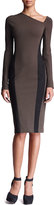 Thumbnail for your product : Donna Karan Leather-Panel Long-Sleeve Dress, Burnt Umber