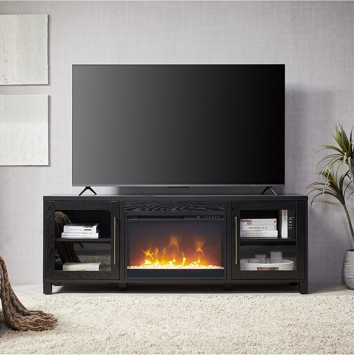 Abraham + Ivy Quincy Rectangular Tv Stand With 26" Crystal Fireplace