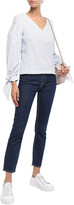 Thumbnail for your product : Claudie Pierlot Bay Bow-detailed Striped Cotton-poplin Blouse