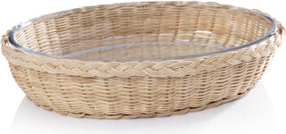 Bayou Breeze Dayu Oval Pyrex in Rattan Basket