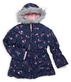Jessica Simpson Little Girl's Metallic Sky Faux Fur Trim Jacket
