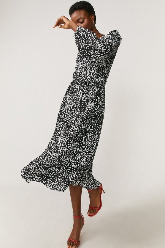 button up v neck dress