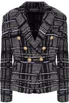Thumbnail for your product : Balmain Double-breasted Metallic Checked Knitted Blazer