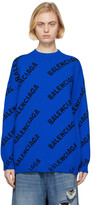 Thumbnail for your product : Balenciaga Blue Allover Logo Sweater