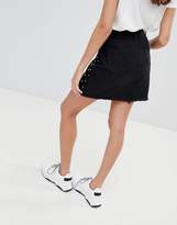 Thumbnail for your product : boohoo Pearl Embellished Denim Mini Skirt