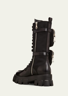 Prada Monolith Dual-Pouch Tall Combat Boots