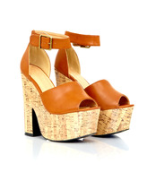 Thumbnail for your product : Missguided Tan Cork Wedges