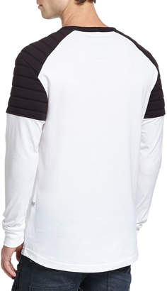 G Star G-Star Lucas Relaxed Quilted-Contrast Jersey Long-Sleeve T-Shirt, White