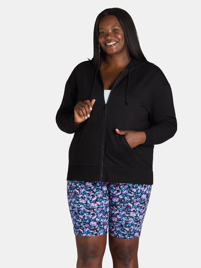 Terra & Sky Women’s Plus Size Zip Front Fleece Hoodie Jacket