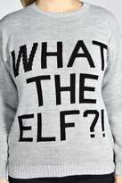 Thumbnail for your product : boohoo Esme 'What The Elf' Xmas Jumper