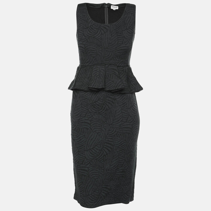 Armani Collezioni Dark Grey Jacquard Midi Dress M