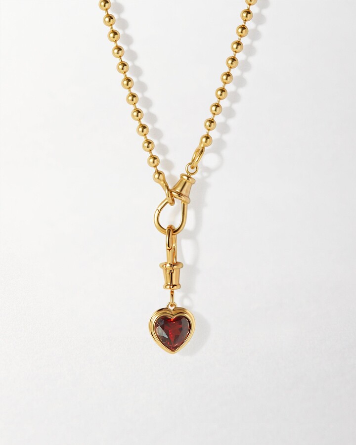 Edge of Ember Heart Red Garnet Necklace