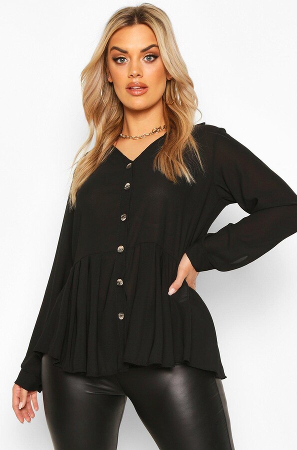 株安 muguet ripple sheer peplum blouse - moradaliving.com