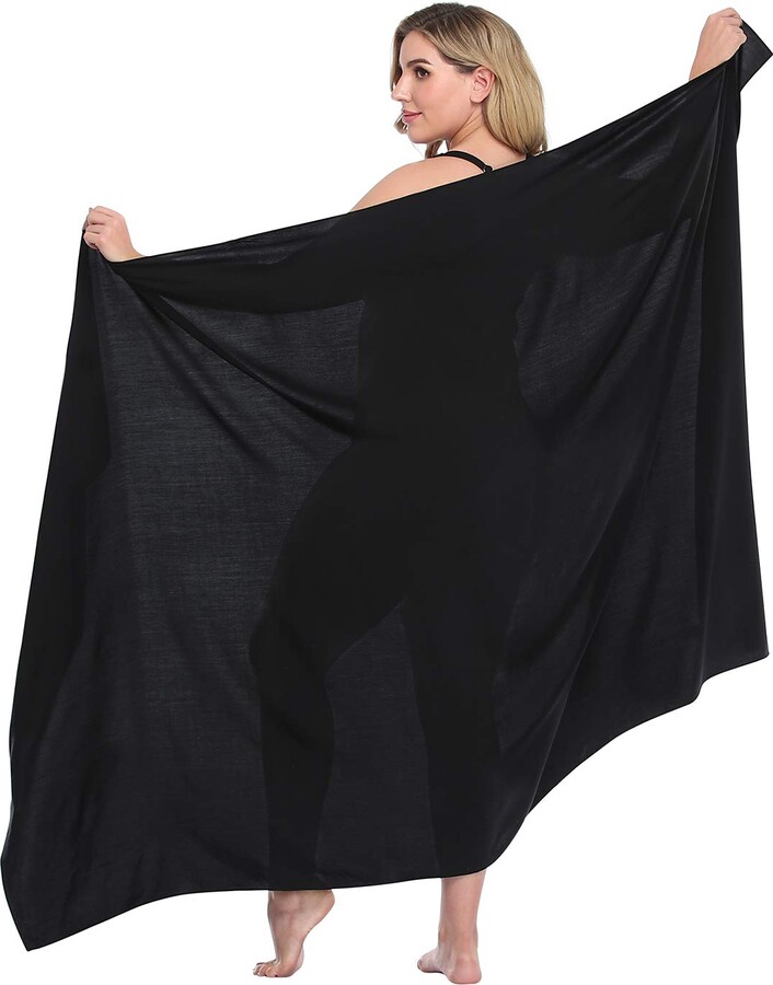 HDE Extra Large Wrap Cover Up to 96" Sarong Swim UPF 50+ Convertible Beach  Pareo - black - One Size Plus - ShopStyle