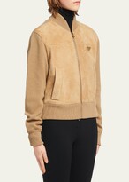 Thumbnail for your product : Prada Suede-Front Cashmere Bomber Jacket