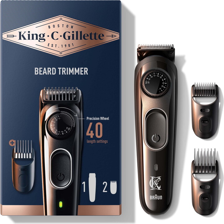 King C. Gillette Beard Trimmer for Men, Cordless Rechargeable Electric Razor