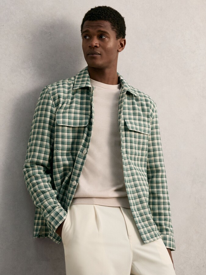 Reiss Woven Check Twin Pocket Overshirt