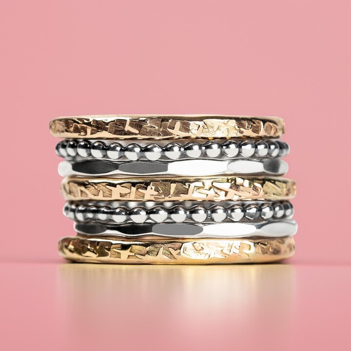 Etsy The Demi Stack | Set Of 7 Mixed Metal Stackable Rings in Gold & Silver Bold Statement Ring Bands USA