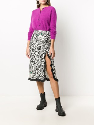 RED Valentino Leopard Print Frilled Trim Skirt