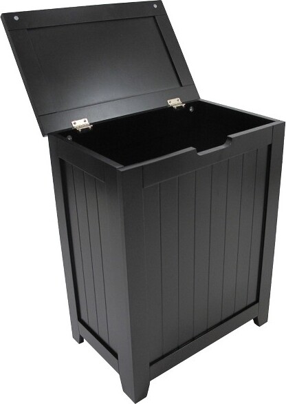Redmon RedmonCountryWainscotStyleClothesHamper,ContemporaryFreestandingLaundryBasketwithLid,18''x11.25''x23.25'',Black