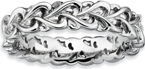 Black Bow Jewelry Co. BlackBowJewelrySterlingSilverStackableHeart4.5mmintertwinedHeartBandSize5
