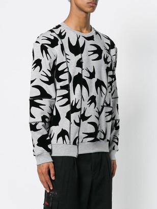 McQ Swallow Print Panelled Sweatshirt