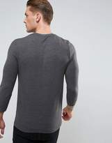 Thumbnail for your product : ASOS Design Muscle Fit T-Shirt With 3/4 Length Sleeves In Grey