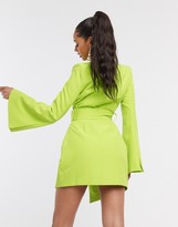 Thumbnail for your product : I SAW IT FIRST belted blazer dress in green