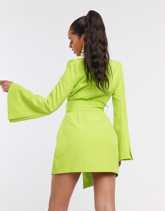 I SAW IT FIRST belted blazer dress in green