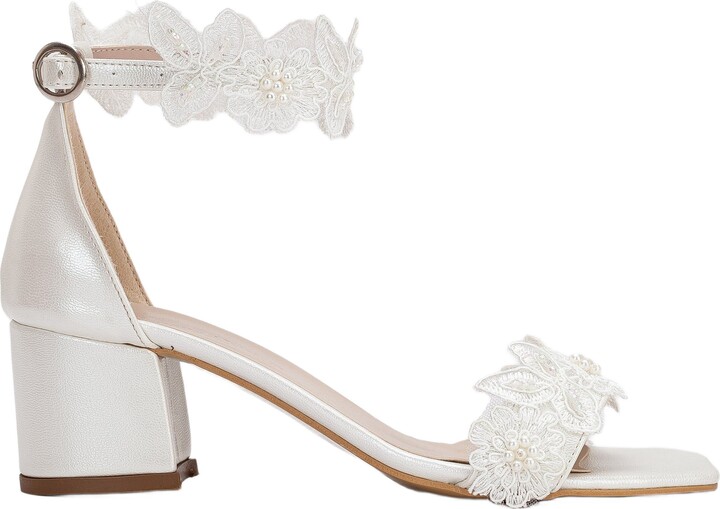 Forever & Always Shoes Dana Lace Bridal Low Heel Sandals