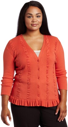 Anne Klein AK Women's Plus Size Cardigan Sweater With Ribbed Front -  ShopStyle