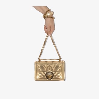 Dolce & Gabbana Gold Devotion Small Quilted Leather Cross Body Bag