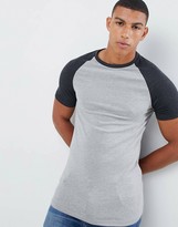 Thumbnail for your product : ASOS DESIGN muscle fit crew neck t-shirt with contrast raglan