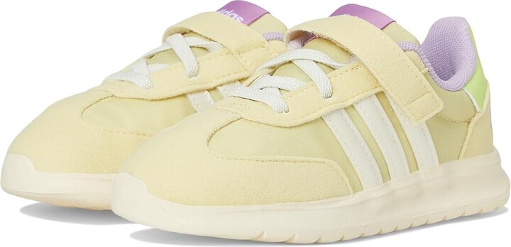 adidas Kids Disney Run 70s 2.0 Elastic Lace Strap Shoes Kids Shoes Powder Yellow/Cream White/Powder Plum : 4 Toddler M, Leather/Textile