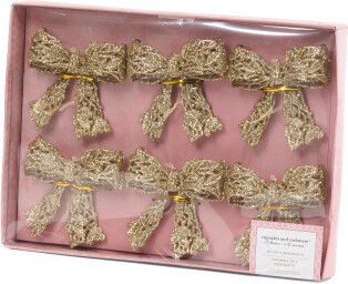 TJMAXX Set Of 6 Bow Ornaments, Gold