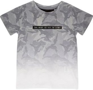 River Island Mini boys grey faded print t-shirt