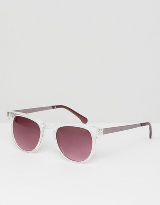 Komono Violet Square Sunglasses In Clear With Pink Gradient Lens