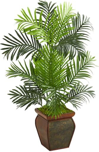 3Ft Paradise Palm Tree with Decorative Planter By Nearly Natural in Green