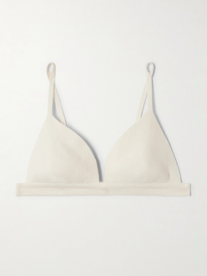 Gabriela Hearst Chevier Ribbed Wool Triangle Bralette - Ivory