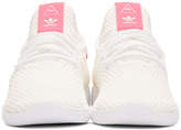 Thumbnail for your product : adidas x Pharrell Williams White and Pink Tennis Hu Sneakers