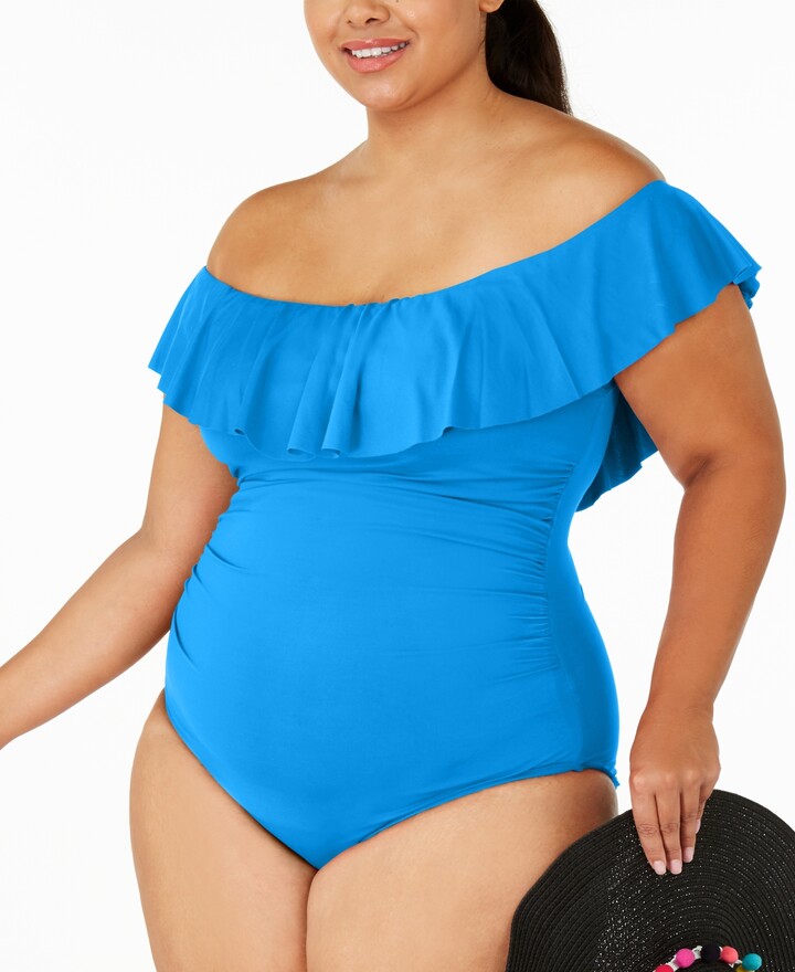One Shoulder Plus Size Swimsuit | Shop the world's collection of fashion | ShopStyle