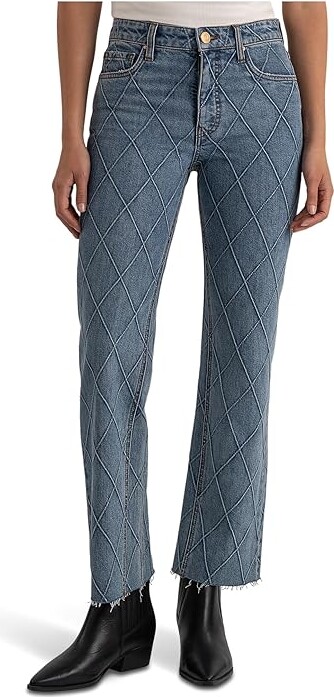 KUT from the Kloth Kelsey High-rise Fab Ab Ankle Flare-nset Leg Women's Jeans Abloom : 2 27.5, Cotton/Denim/Lycra